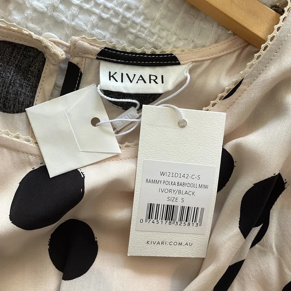 NWT KIVARI | Rammy Polka Dot Babydoll Mini Dress - Picture 9 of 9